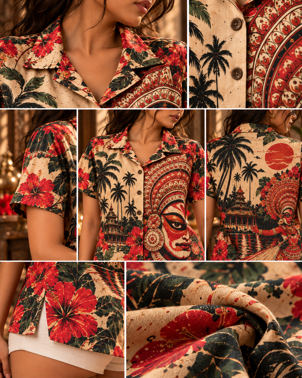 Theyyam Bloom women's printed casual shirt with Theyyam anime design by ZERO CODE - view 5