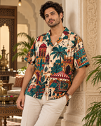 Bazaar Mirage men's printed casual shirt with Madhubani folk-art design by ZERO CODE - view 2