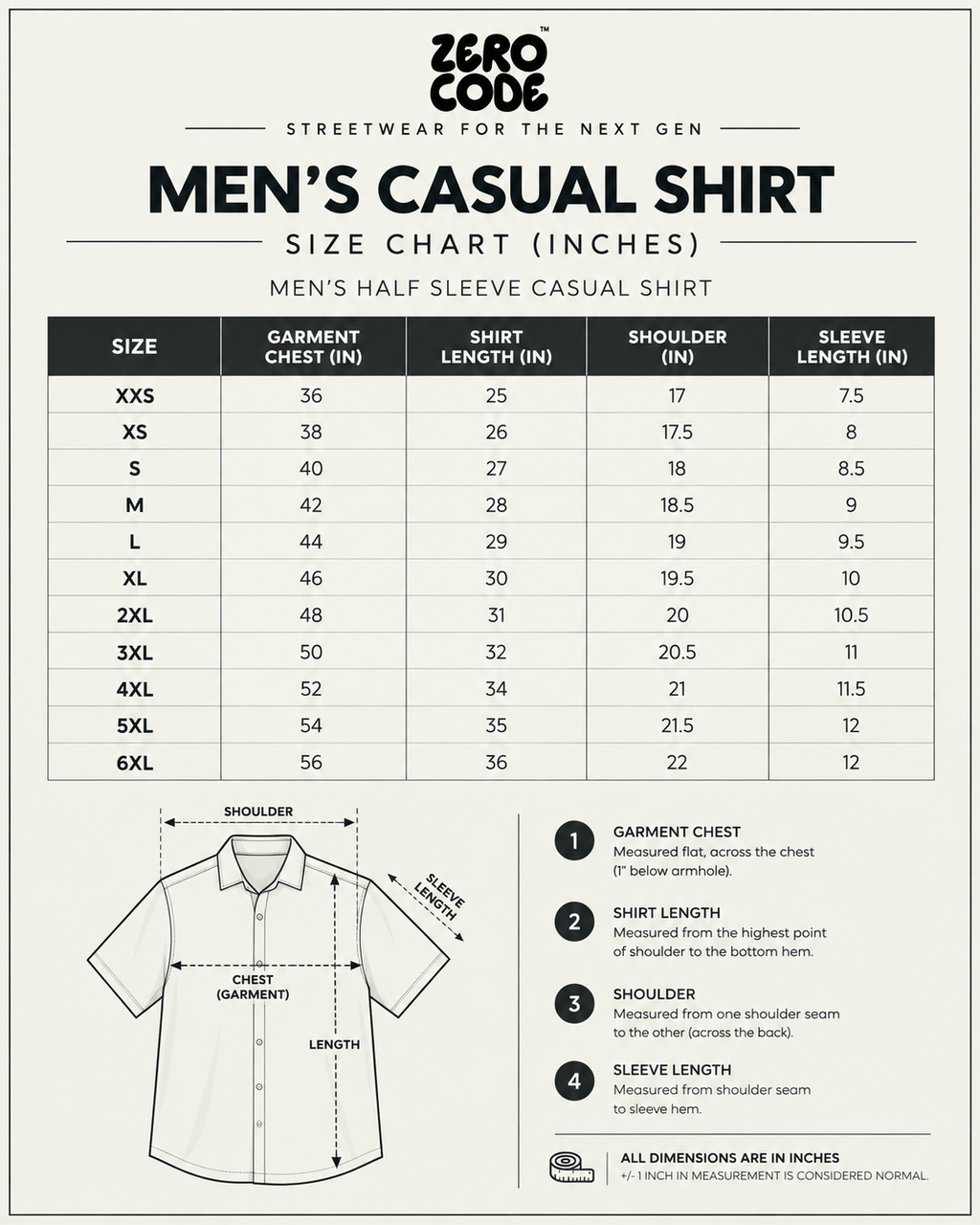 ZERO CODE men's printed casual shirt - product information