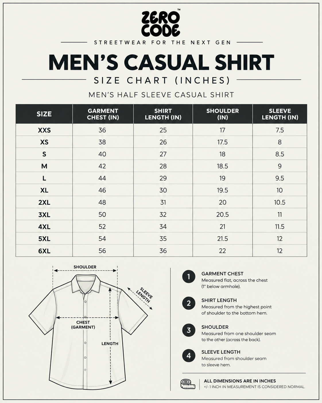 ZERO CODE men's printed casual shirt - product information