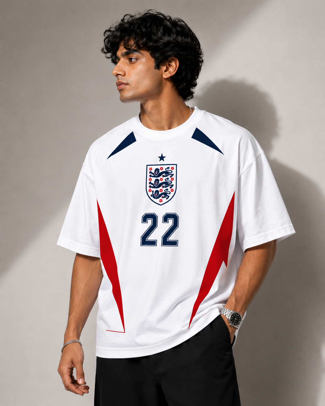 England No. 22 Oversized Football T-Shirt – White Edition