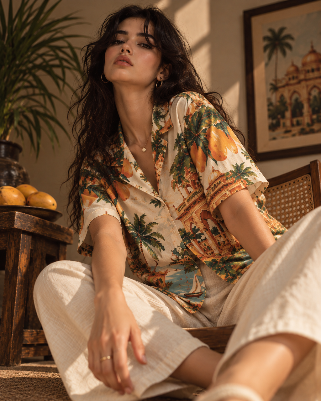 Mango Palace women's printed casual shirt with tropical Indian resort design by ZERO CODE - view 4