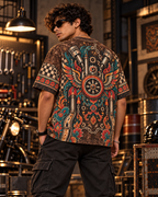 Rust Belt Raja men's oversized t-shirt with retro racing and Indian road-trip design by ZERO CODE - view 3