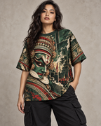 Emerald Arangam women's oversized t-shirt with Theyyam anime design by ZERO CODE - view 2