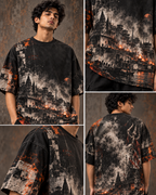 Manikarnika After Midnight men's oversized t-shirt with dark Varanasi grunge design by ZERO CODE - view 5