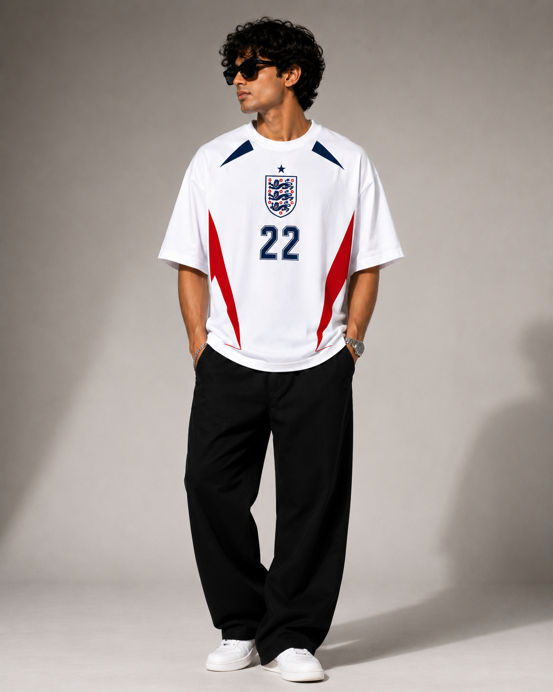 England No. 22 Oversized Football T-Shirt – White Edition