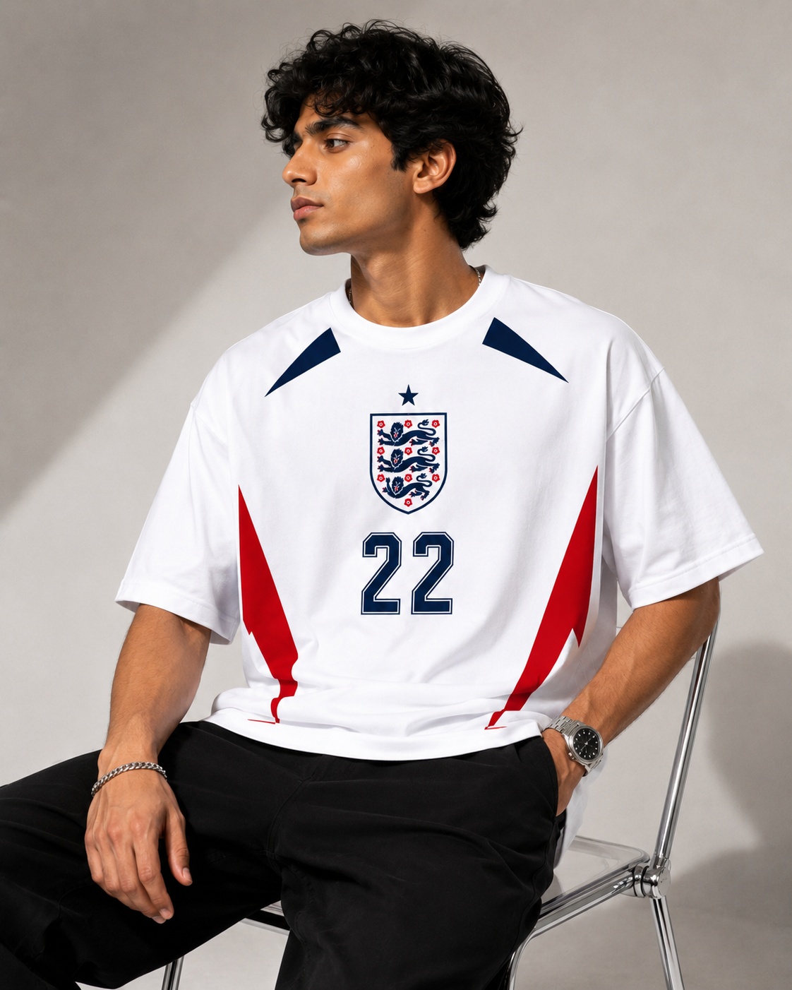 England No. 22 Oversized Football T-Shirt – White Edition