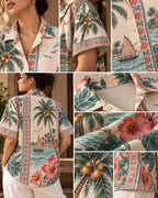 Coconut Riviera women's printed casual shirt with tropical Indian resort design by ZERO CODE - view 6