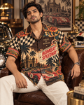 Bombay Speedway men's printed casual shirt with retro racing and Indian road-trip design by ZERO CODE