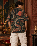 Serpent Garden men's oversized t-shirt with Madhubani folk-art design by ZERO CODE - view 4
