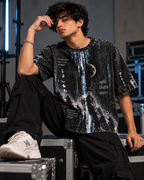 Trishul Void men's oversized t-shirt with Indian mythology design by ZERO CODE