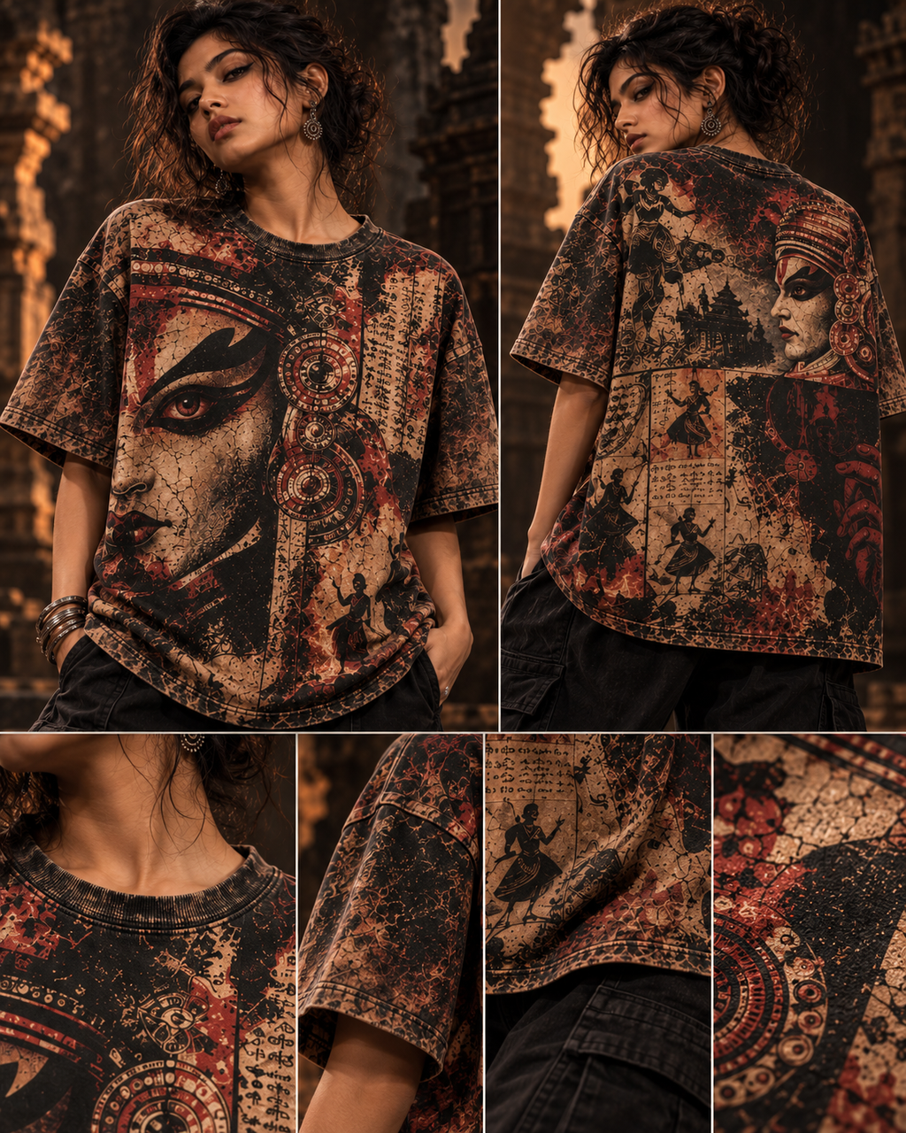Burnt Manuscript women's oversized t-shirt with Theyyam anime design by ZERO CODE - view 4