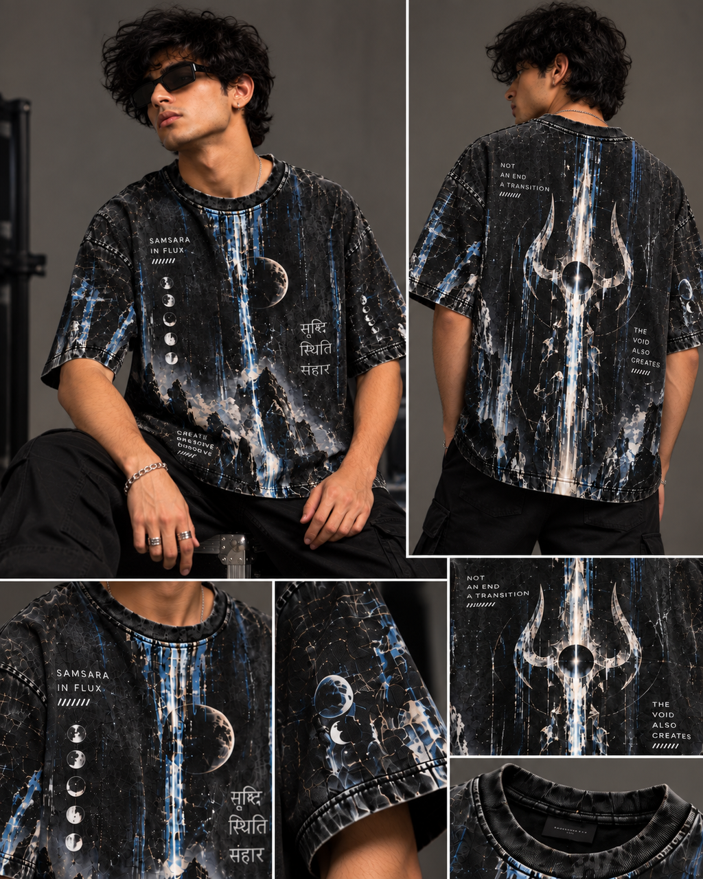 Trishul Void men's oversized t-shirt with Indian mythology design by ZERO CODE - view 6