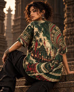 Emerald Arangam women's oversized t-shirt with Theyyam anime design by ZERO CODE - view 4