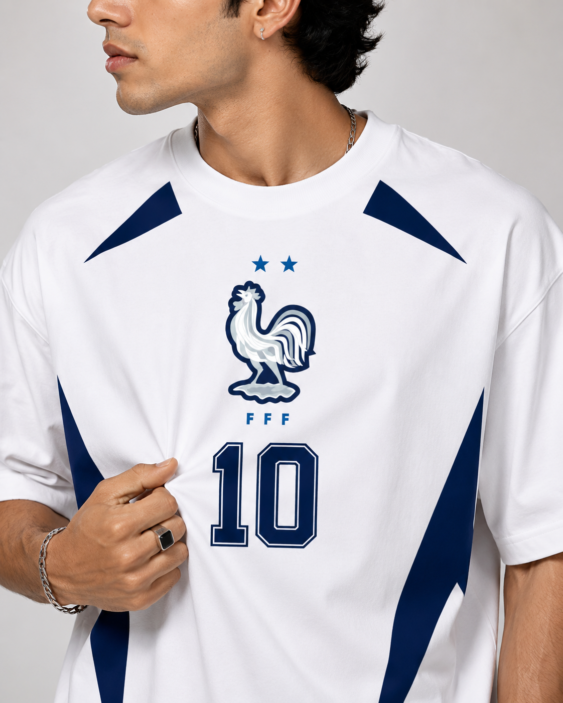 France No. 10 Oversized Football T-Shirt – White Edition