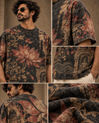 Burnt Lotus Ritual men's oversized t-shirt with tropical Indian resort design by ZERO CODE - view 6