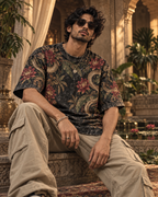 Serpent Garden men's oversized t-shirt with tropical Indian resort design by ZERO CODE