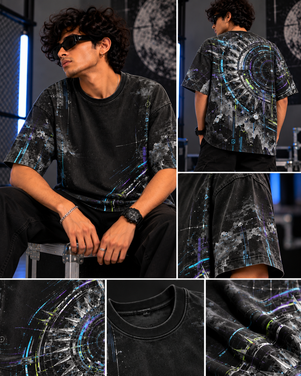 Chakra Overclock men's oversized t-shirt with Indian mythology design by ZERO CODE - view 5