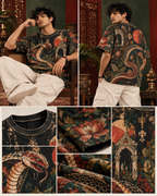Serpent Garden men's oversized t-shirt with Madhubani folk-art design by ZERO CODE - view 5