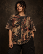 Burnt Manuscript women's oversized t-shirt with Theyyam anime design by ZERO CODE - view 2