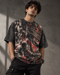 Ash Demon men's oversized t-shirt with Theyyam anime design by ZERO CODE