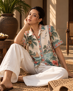 Coconut Riviera women's printed casual shirt with tropical Indian resort design by ZERO CODE - view 3
