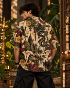 Serpent Paradise men's printed casual shirt with dark Varanasi grunge design by ZERO CODE - view 4