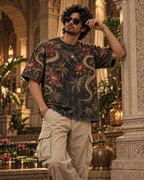 Serpent Garden men's oversized t-shirt with tropical Indian resort design by ZERO CODE - view 2