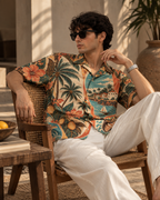 Konkan Cocktail men's printed casual shirt with tropical Indian resort design by ZERO CODE - view 2