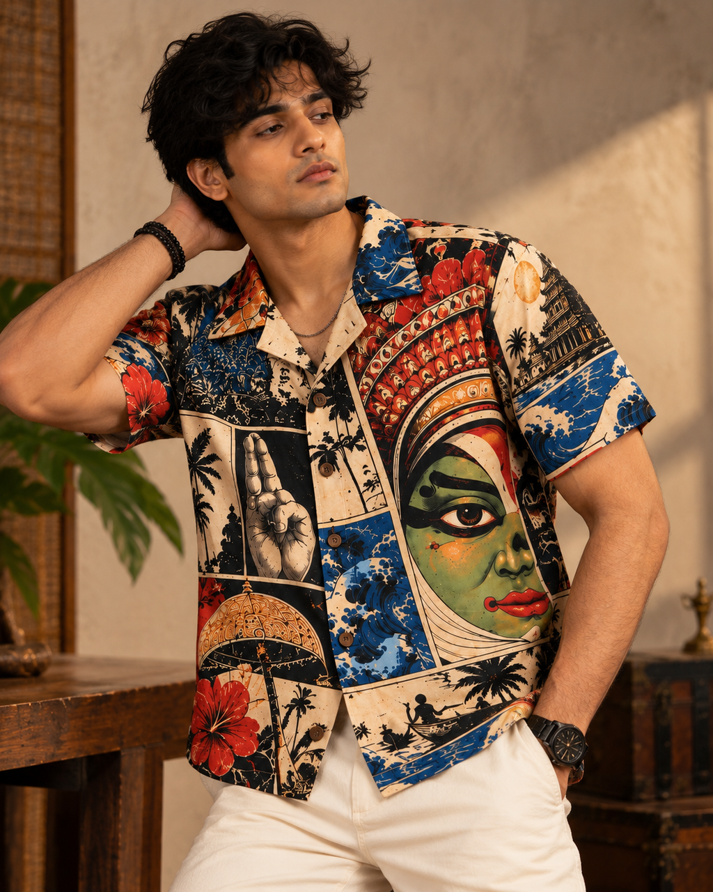 Malabar Panels men's printed casual shirt with Theyyam anime design by ZERO CODE - view 3
