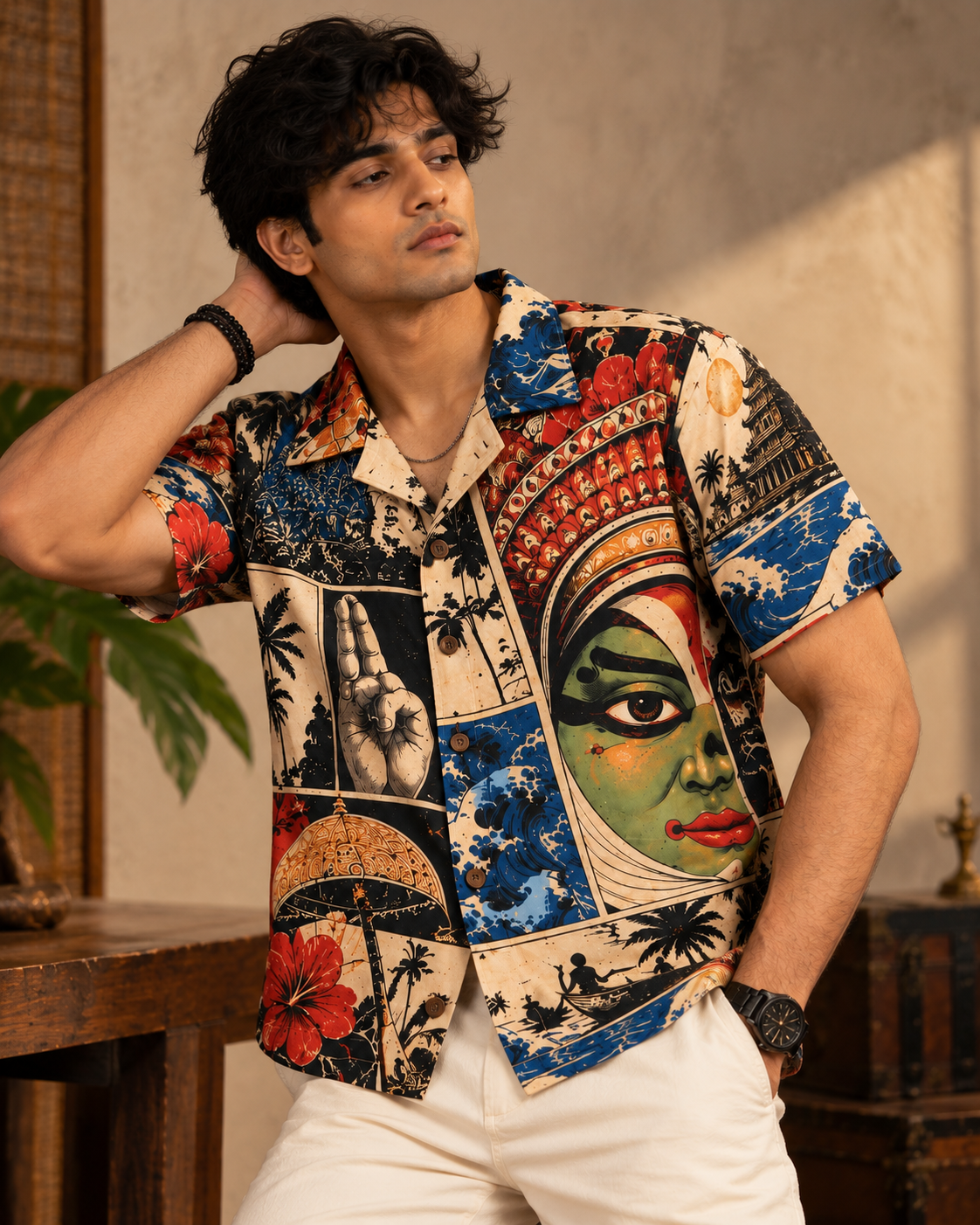 Malabar Panels men's printed casual shirt with Theyyam anime design by ZERO CODE - view 3