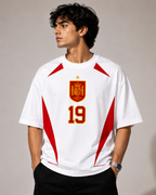 Spain No. 19 Oversized Football T-Shirt – White Edition