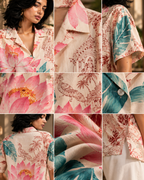 Lotus Cabana women's printed casual shirt with tropical Indian resort design by ZERO CODE - view 6