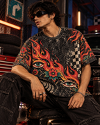 Burnout 77 men's oversized t-shirt with retro racing and Indian road-trip design by ZERO CODE - view 6