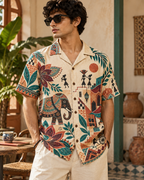 Warli Vacation Club men's printed casual shirt with Warli folk-art design by ZERO CODE - view 2