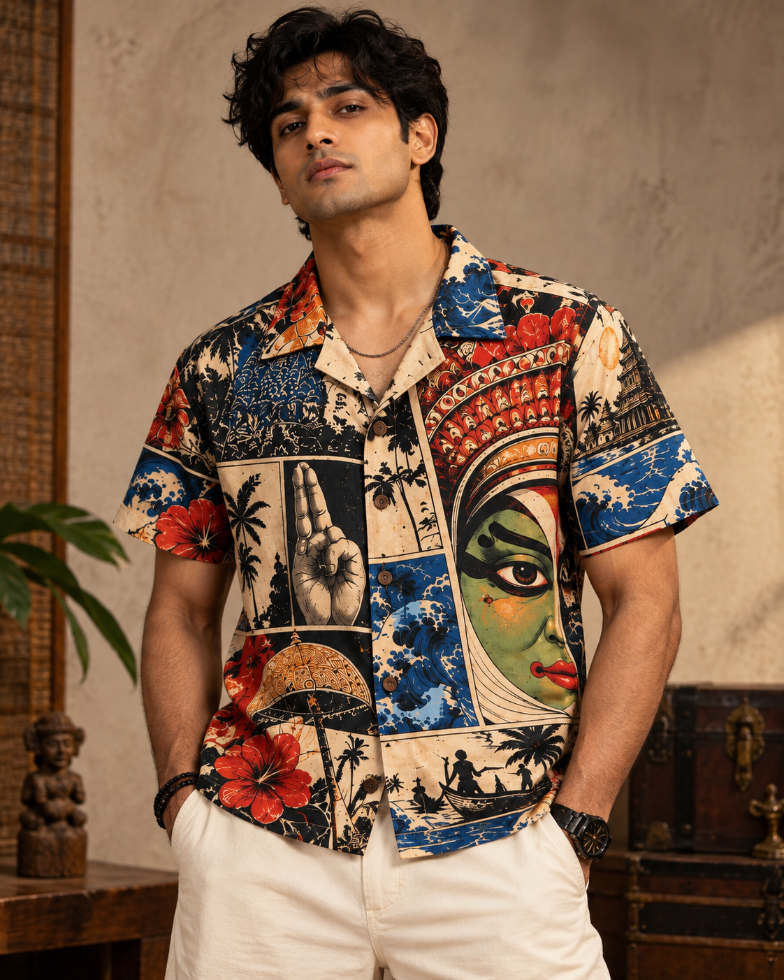 Malabar Panels men's printed casual shirt with Theyyam anime design by ZERO CODE - view 4