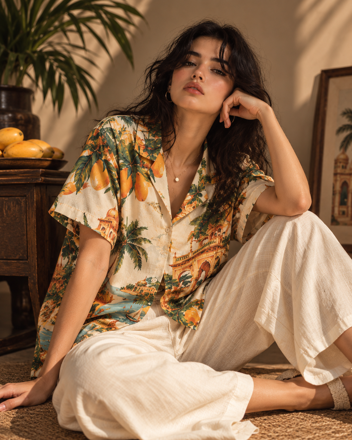Mango Palace women's printed casual shirt with tropical Indian resort design by ZERO CODE - view 2