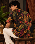 Golden Demon Garden men's printed casual shirt with Theyyam anime design by ZERO CODE