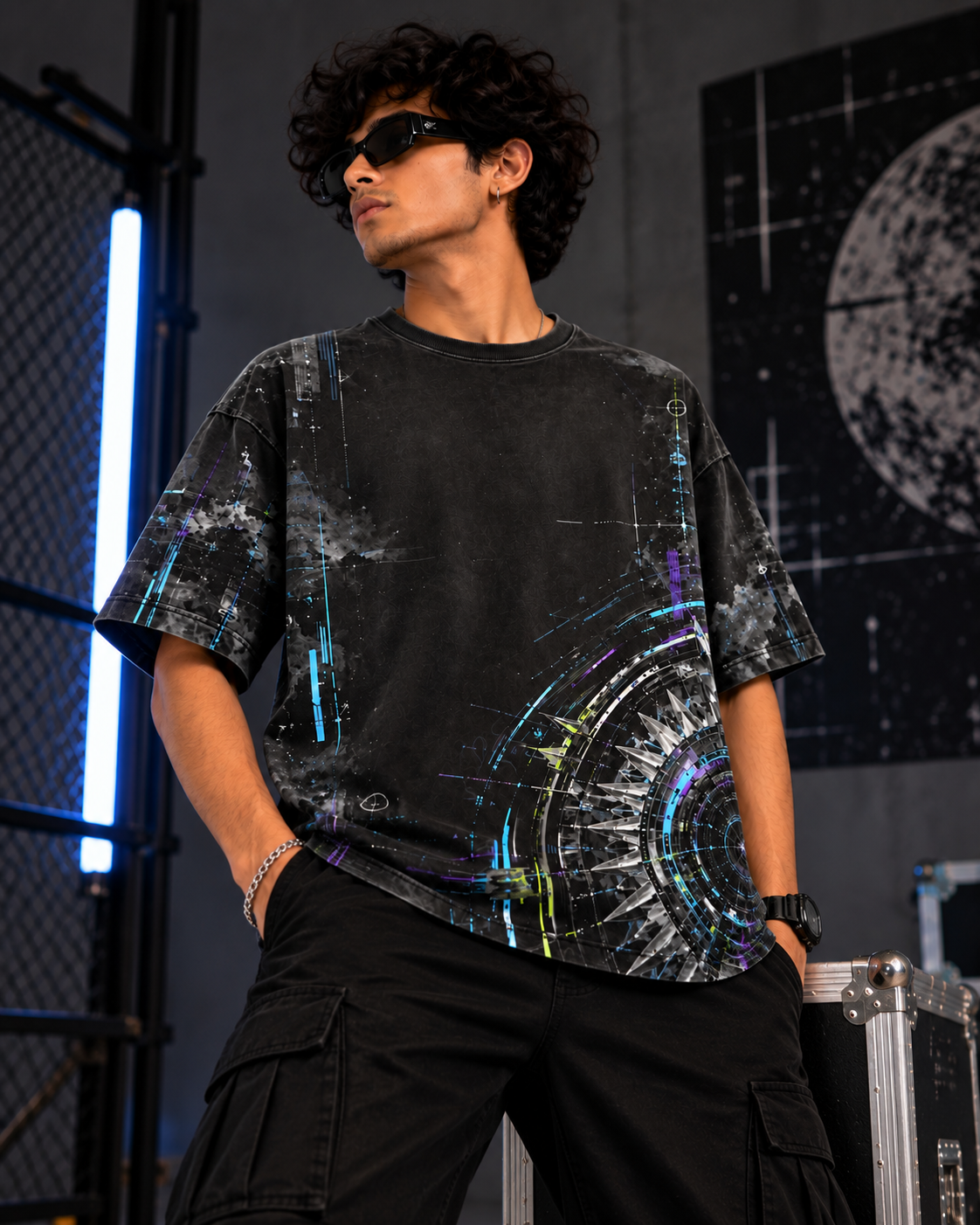 Chakra Overclock men's oversized t-shirt with Indian mythology design by ZERO CODE - view 4