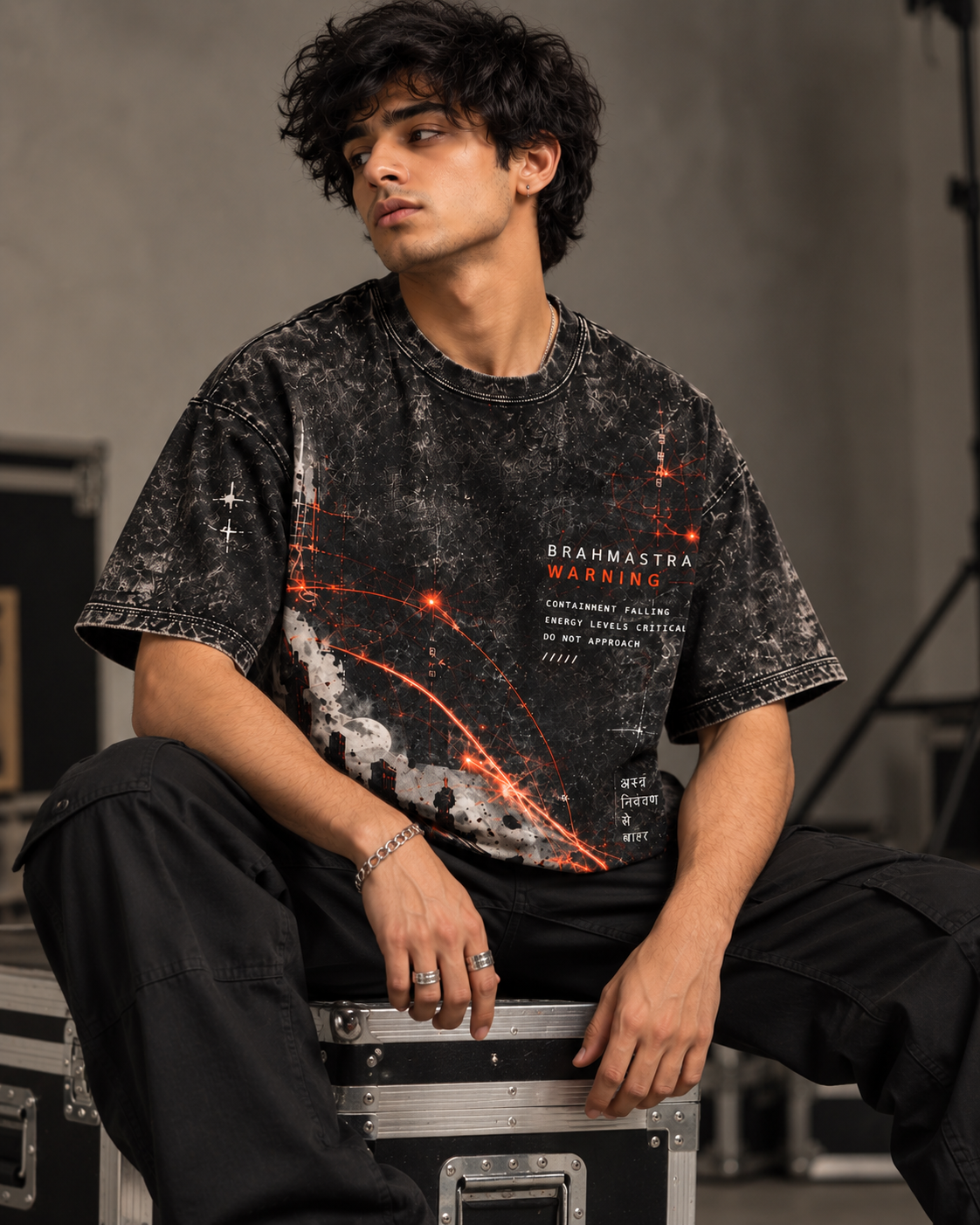 Brahmastra Warning men's oversized t-shirt with Indian mythology design by ZERO CODE