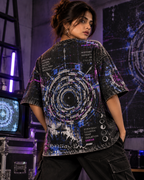 Chakravyuh Error women's oversized t-shirt with Indian mythology design by ZERO CODE - view 2