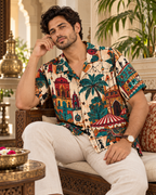 Bazaar Mirage men's printed casual shirt with Madhubani folk-art design by ZERO CODE - view 3