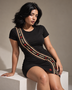 Third Lane women's bodycon mini dress with retro racing and Indian road-trip design by ZERO CODE - view 3