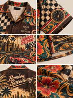 Bombay Speedway men's printed casual shirt with retro racing and Indian road-trip design by ZERO CODE - view 6