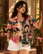 Lotus Theatre women's printed casual shirt with Theyyam anime design by ZERO CODE - view 4