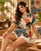 Sea Ritual women's printed casual shirt with Theyyam anime design by ZERO CODE - view 4
