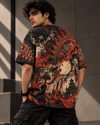 Raktha Sentinel men's oversized t-shirt with Theyyam anime design by ZERO CODE - view 4