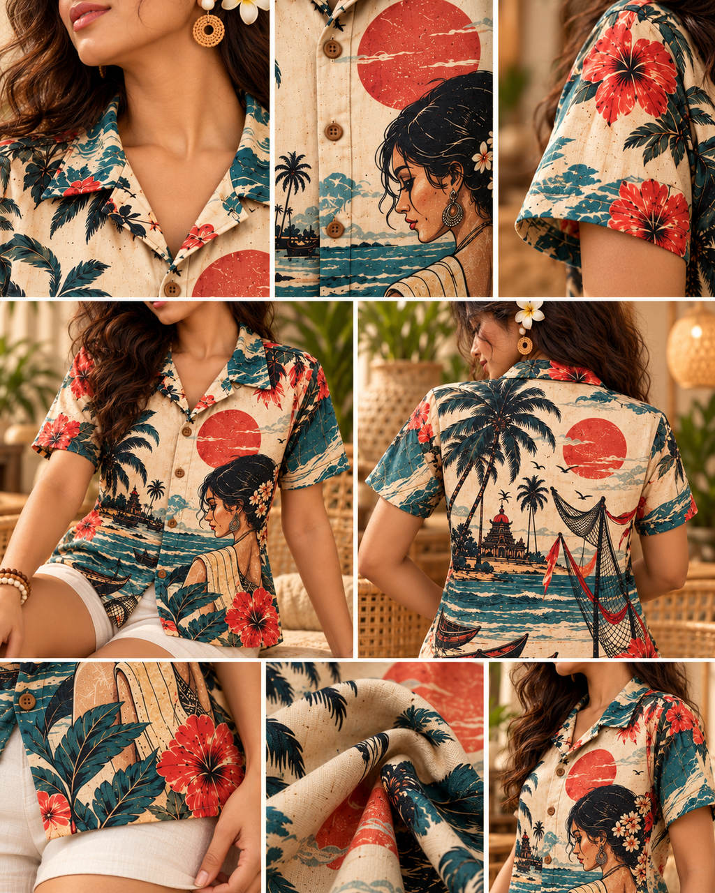 Sea Ritual women's printed casual shirt with Theyyam anime design by ZERO CODE - view 6