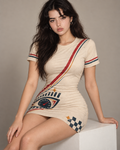 Redline Nazar women's bodycon mini dress with retro racing and Indian road-trip design by ZERO CODE