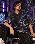 Chakravyuh Error women's oversized t-shirt with Indian mythology design by ZERO CODE - view 4